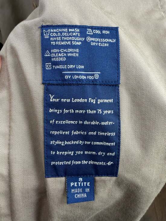 London Fog Limited Edition Double Breasted Trench Coat Khaki Size 8 Petite - Picture 4 of 5